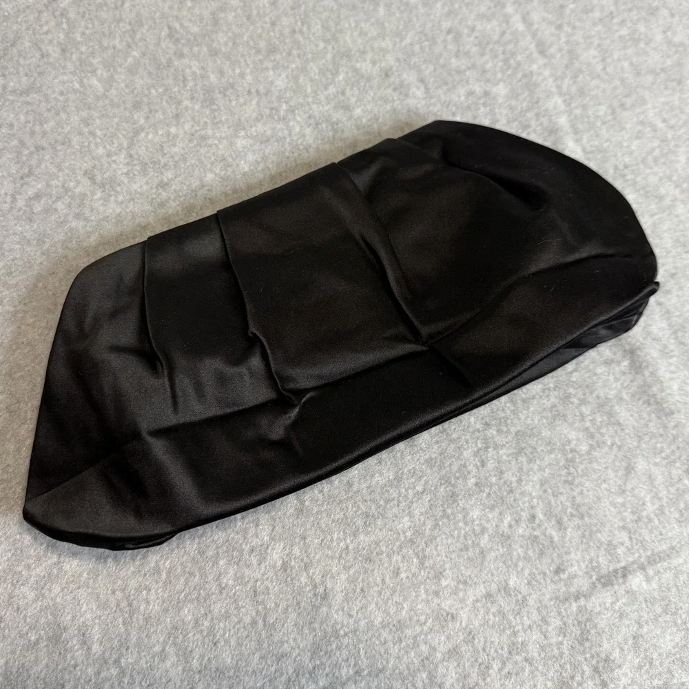 J.CREW Black Silk Pleated Magnet Closure Small Clutch Evening Bag Purse
